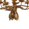 26 Inch 6 Light Chandelier, Iron, Cascading Leaves, Vintage, Classic, Gold