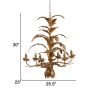 26 Inch 6 Light Chandelier, Iron, Cascading Leaves, Vintage, Classic, Gold
