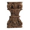 19 Inch Classic Stool Table, Carved Pillar Accent, Wood, Antique Brown