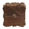 19 Inch Classic Stool Table, Carved Pillar Accent, Wood, Antique Brown