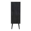 Dana 40 Inch Storage Cabinet, Wood Frame, 2 Shelves, 2 Rattan Doors, Black