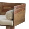 Enid 55 Inch Two Seater Sofa Bench, Modern Rustic Wood Frame, Brown