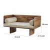 Enid 55 Inch Two Seater Sofa Bench, Modern Rustic Wood Frame, Brown