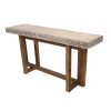 55 Inch Console Sideboard Sofa Table, Hand Carved Wood Apron, Classic Brown
