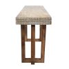 55 Inch Console Sideboard Sofa Table, Hand Carved Wood Apron, Classic Brown