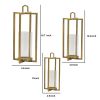 19, 15, 11 Inch Lanterns, Set of 3, Tea Light Glass Holders, Modern, Gold