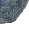 10 Inch Small Round Terracotta Vase, Subtly Curved, Textured Blue Finish