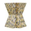 18 Inch Modern Capiz Accent Table Stool, Yellow, Blue Mosaic Pattern