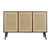 Dana 47 Inch TV Media Entertainment Center, Pine Wood, Rattan Doors, Black