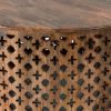 35, 34 Inch Coffee Table Set of 2, Mango Wood Lattice Design, Brown