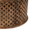 35, 34 Inch Coffee Table Set of 2, Mango Wood Lattice Design, Brown