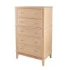 46 Inch Tall Dresser Chest, Pine Wood, 5 Drawers, Textured Natural Brown