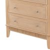 46 Inch Tall Dresser Chest, Pine Wood, 5 Drawers, Textured Natural Brown