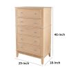 46 Inch Tall Dresser Chest, Pine Wood, 5 Drawers, Textured Natural Brown