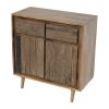 31 Inch Side Cabinet Console, 2 Doors and Drawers, Acacia, Mango Wood Brown