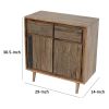 31 Inch Side Cabinet Console, 2 Doors and Drawers, Acacia, Mango Wood Brown