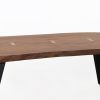 47 Inch Coffee Table, Live Edge Acacia Wood with Iron Legs, Brown, Black