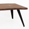 47 Inch Coffee Table, Live Edge Acacia Wood with Iron Legs, Brown, Black