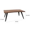 47 Inch Coffee Table, Live Edge Acacia Wood with Iron Legs, Brown, Black
