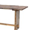 87 Inch Rustic Console Table, Live Edge Wood, Distressed Brown