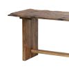 87 Inch Rustic Console Table, Live Edge Wood, Distressed Brown