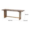 87 Inch Rustic Console Table, Live Edge Wood, Distressed Brown