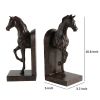 11 Inch Modern Bookend, Trotting Horse FIgurines, Artisanal Black Finish