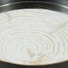 18 Inch Decorative Tray, Round Black Wood Frame, Mirrored Bottom