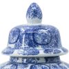 17 Inch Tall Ginger Jar, Abstract Design over Blue and White Porcelain