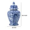 17 Inch Tall Ginger Jar, Abstract Design over Blue and White Porcelain