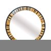 32 Inch Accent Wall Mirror, Round Metal Frame with Agate Inspired Pattern