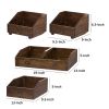 19, 13, 10 Inch Fir Wood Box, Set of 4 with Metal Handles, Antique Brown