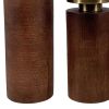 12, 10, 8 Inch Mango Wood Candle Holders with Round Column Pedestals, Brown