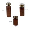 12, 10, 8 Inch Mango Wood Candle Holders with Round Column Pedestals, Brown