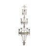16 Inch Wall Mount Candle Holder, Ornately Scrolled White Metal Finish