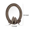10 Inch Resin Oval Accent Table Mirror, Perched Birds, Dark Bronze