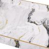 19, 18 Inch Set of 2 Modern Decorative Trays with Rims, Black and White