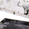 19, 18 Inch Set of 2 Modern Decorative Trays with Rims, Black and White