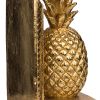 10 Inch Modern Bookends, Pineapple Decorative Statuette, Gold Resin