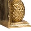 10 Inch Modern Bookends, Pineapple Decorative Statuette, Gold Resin