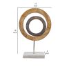 18 Inch Accent Decor, Concentric Rings, Brown Mango Wood on a Marble Base