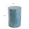 20 Inch Capiz Accent Stool Table, Cylindrical Linear Pattern, Blue, Black