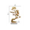 17 Inch Maple Tree Accent Decor with Leaves, Metal on a Marble Base, Gold