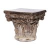 10 Inch Column Pedestal, Classic Carved Floral Scrollwork, Antique Gold