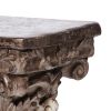 10 Inch Column Pedestal, Classic Carved Floral Scrollwork, Antique Gold