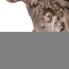 10 Inch Column Pedestal, Classic Carved Floral Scrollwork, Antique Gold