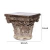 10 Inch Column Pedestal, Classic Carved Floral Scrollwork, Antique Gold