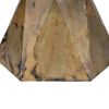 19 Inch Modern Side End Table, Hourglass Shape, Iron Patina Finish, Gold