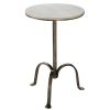 22 Inch Accent Side Table, Round Marble Top, Curved Metal Tripod Base, Gray