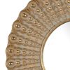 19 Inch Wall Mirror, Beaded Sunburst Design, Gold Finished Metal Frame